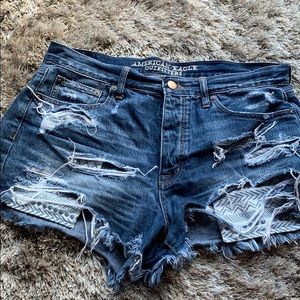 American Eagle denim distressed festival shorts